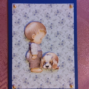 3D-Morehead biglietto di auguri, biglietto d'auguri, biglietto fatto a mano, ragazzo con cane