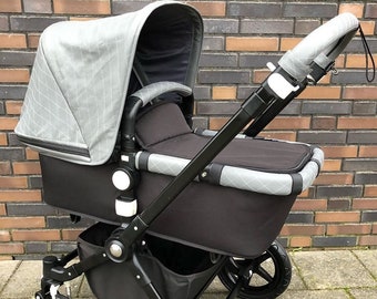 Complete Set-Bugaboo Cameleon 3/Bugaboo Buffalo Hood & Covers Set in Real Lambs Leather in Quilted Design