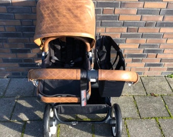 Bugaboo Donkey 1 Mono Ensemble de 3 housses en cuir d'agneau avec guidon et barre ventrale/transport dans le style matelassé