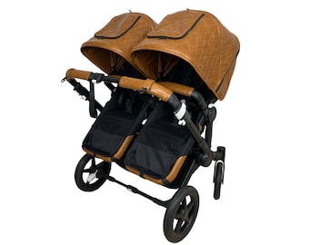 Bugaboo Donkey 3 and 5 Duo Lamb Leather handlebar, safetybar and frame covers set Incl. Free Bag Hooks