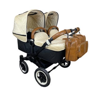 Bugaboo-Lenkerabdeckungen x2 für Donkey im schlichten Lederstil mit echtem Leder.