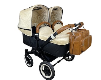 Bugaboo-Lenkerabdeckungen x2 für Donkey im schlichten Lederstil mit echtem Leder.
