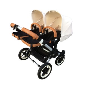 Bugaboo Donkey 2 handlebar, safety bar and frame duo/twin covers set real Lambskin leather  Incl. Free bag hooks.