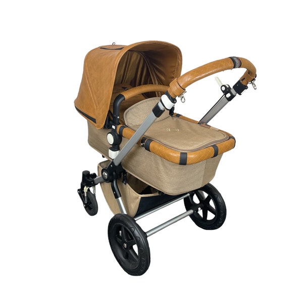 Bugaboo Cameleon 3 Lambs Leather handlebar, safetybar and frame covers set Incl. Free Bag Hooks (Quilted)