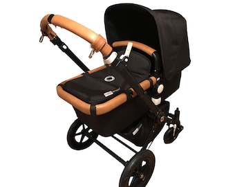 Bugaboo Cameleon 3+ Handlebar and safetybar covers complete set made of real leather with free bag hooks.