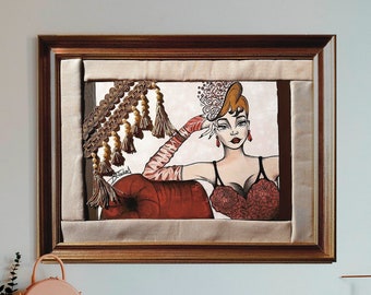 Burlesque Art, Sexy Exotic Dancer Art, Pin Up Show Girl, Boudoir Art, Moulin Rouge Art, Sexy Show Girl Art, Circus Girl Art, Pin Up Girl Art