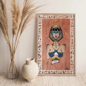 Cleopatra Art Print Digital Download, Egypt Art, Cleopatra Printable, Hieroglyphs Art, Egyptian Hieroglyphs, Egyptian Art Instant Download