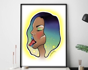 Sexy Woman Licking Art, Erotic Wall Art Prints, Sexy Wall Art Print, Naughty Gifts for Him, Sensual Wall Art Prints, Unique Decor Wall Art