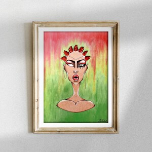 Afrikanische Wand Kunst, Original Gemälde, schwarze Frau mit Bantu Knoten & rotem Haar afroamerikanische Kunst, schwarze Mädchen Kunst, geflochtenes Haar Mädchen Afro Art