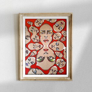 Surreal Art Original, Weird Art, Gothic Art, Dark Art, Surreal Artwork, Bizarre Art, Body Horror Art, Faces Art, Abstract Original Painting