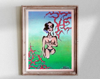 Nude Woman Art, Amputee Art, Original Dark Art, Surreal Original Art, Dark Fantasy Art, Gothic Art, Original Surreal Painting, Bizarre Art