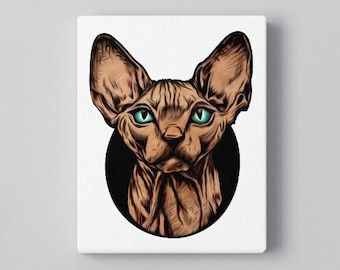 Sphynx Cat Home Decor Wall Art Canvas Print, Cat Wall Art Print, Sphynx Lover Gift, Sphynx Poster, Sphynx Cat Decor, Sphynx Cat Art Print