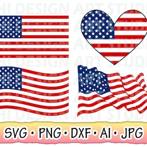 American Flag SVG, American Flag Svg for Cricut, Usa Flag Cut File, USA Flag, USA Flag svg, Wavy Flag Svg, Png, Dxf, Cutting Machine Files image 1