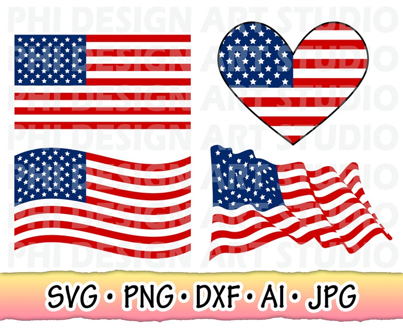 American Flag SVG, American Flag Svg for Cricut, Usa Flag Cut File, USA Flag, USA Flag svg, Wavy Flag Svg, Png, Dxf, Cutting Machine Files image 1