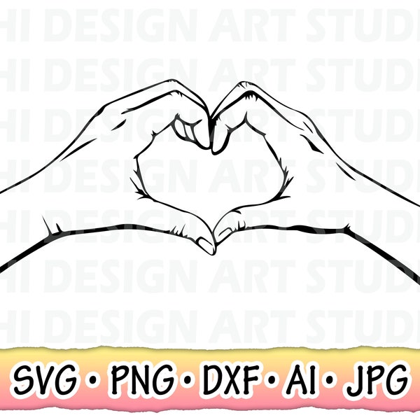 Heart Shaped Hands Svg, Hands Making Heart Svg, Finger Heart Svg, Hand Heart SVG, Heart SVG PNG, Cut Files for Cricut, Cutting Machine Files