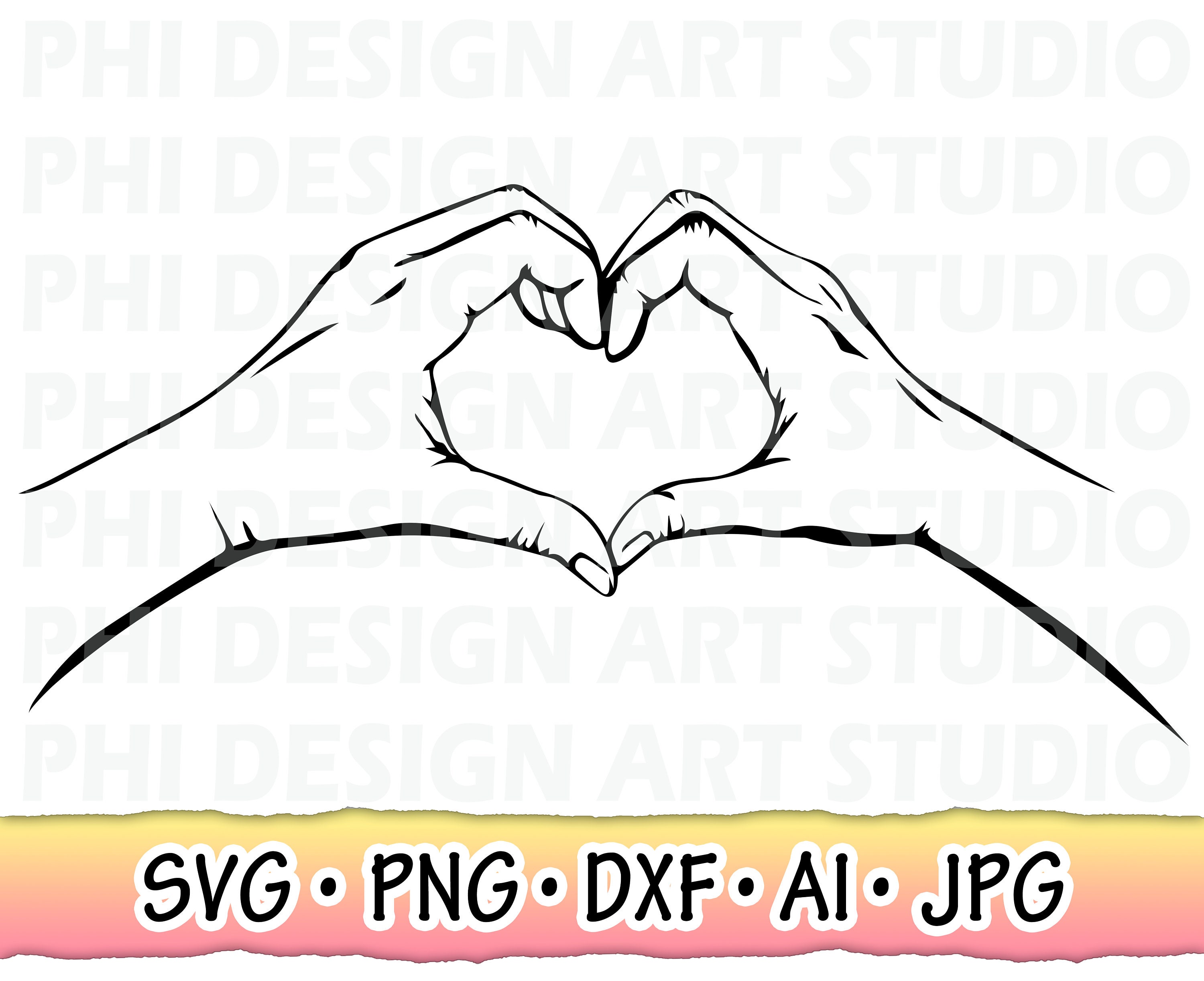 Heart Shaped Hands Svg Hands Making Heart Svg Finger Heart Etsy