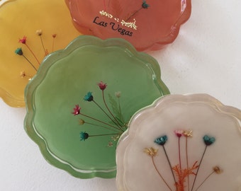 Vintage | Untersetzer | Las Vegas Coaster |4er Set Untersetzer | Vintage Strohblumen