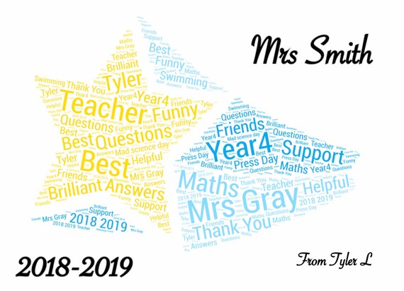 names words etc Personalised Best School Teacher or Graduation Gift Any colour