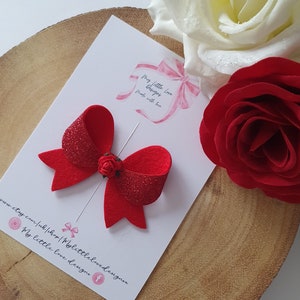 Red glitter dainty rose bow