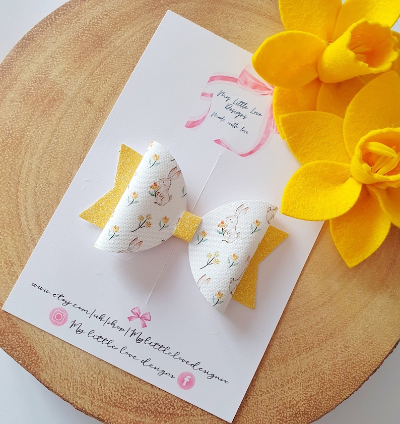 Bunny daffodil Easter hair bow gift