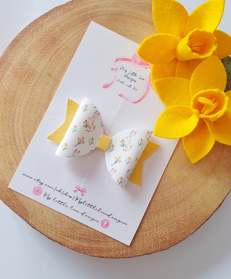 Bunny daffodil Easter hair bow gift