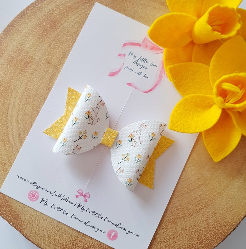 Bunny daffodil Easter hair bow gift
