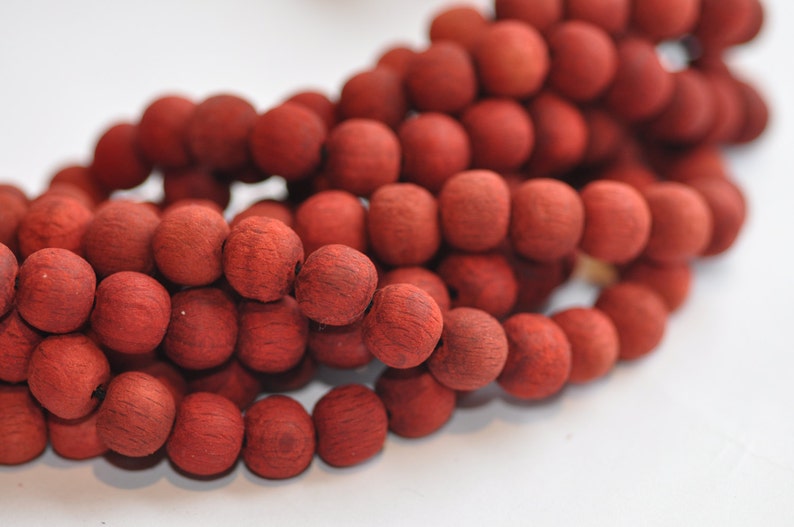 Wood Beaded Necklace Wooden Woman Ornament Red Necklace Red - Etsy