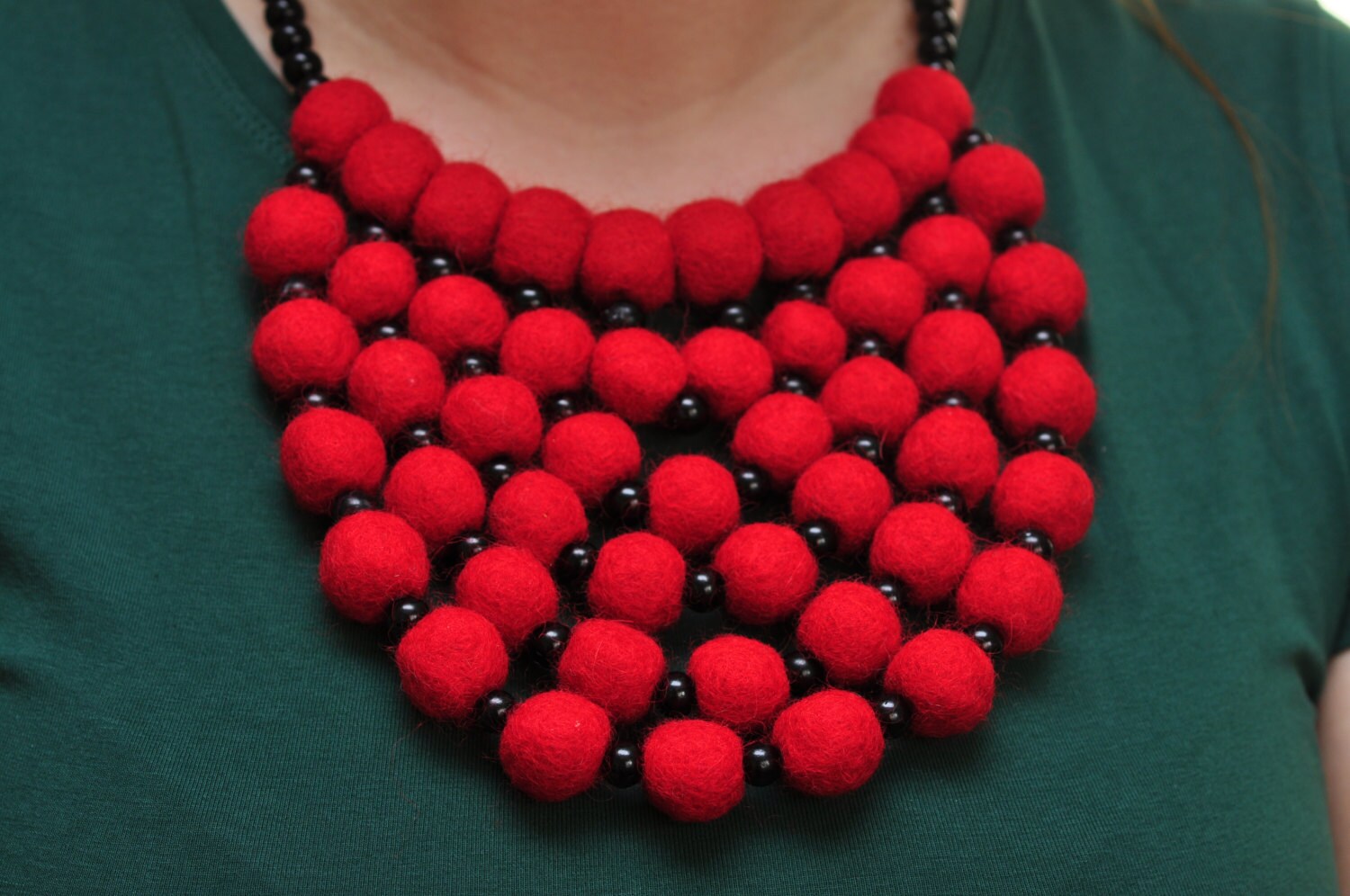 Red Jewelry Wool berries Felt Modern jewelry Felted art Etsy