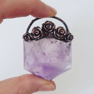 Amethyst Rose Necklace, organic jewelry, raw necklace, Crystal necklace image 2