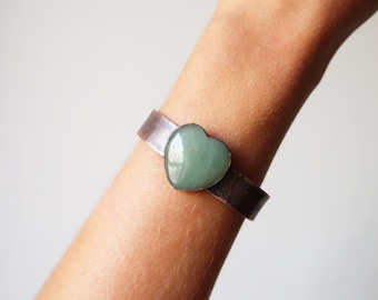 Aventurine Heart Cuff Bracelet