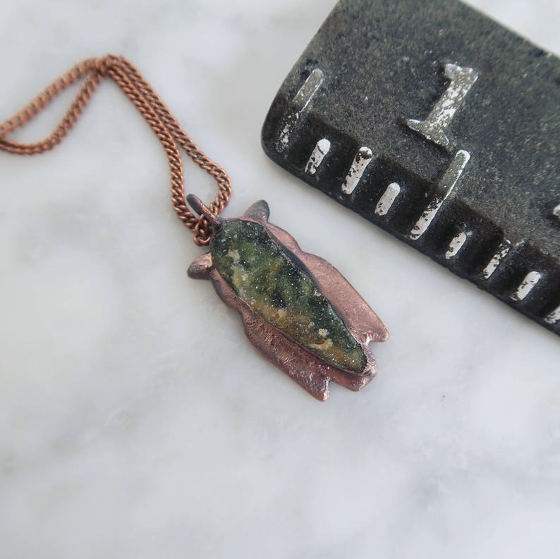 raw necklace organic jewelry Crystal necklace Druzy Green Chrome Chalcedony Owl Necklace