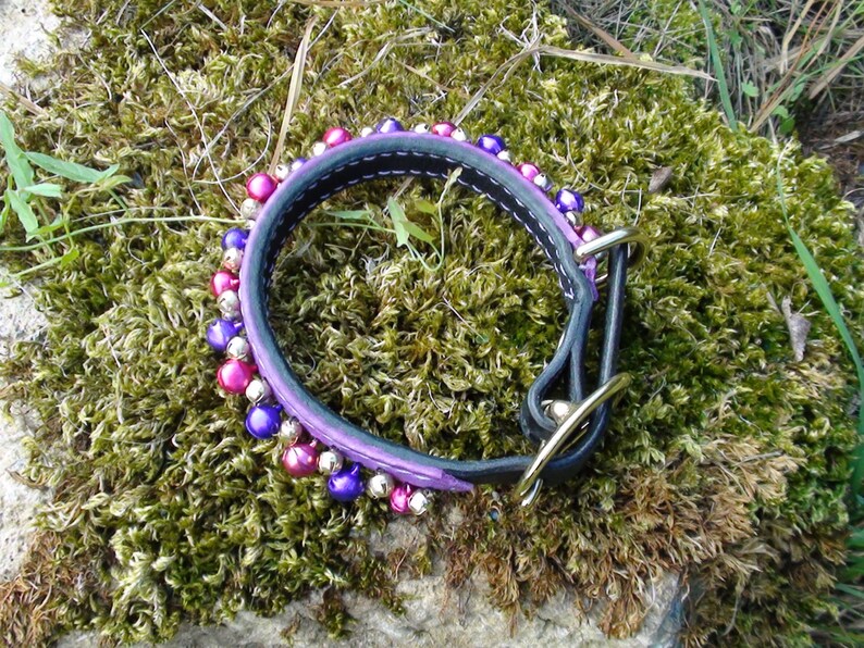 Jingle Bells leather dog collar festive Solstice Christmas Etsy