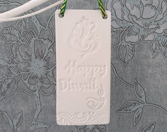 Ganesh Happy Diwali small hanging clay wall decoration, wall plaque, Diwali Gift, wall decor, Festive present, room diffuser
