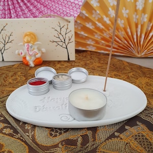 Diwali clay puja plate, Diwali gift, Diwali decoration, religious gift, gift for them