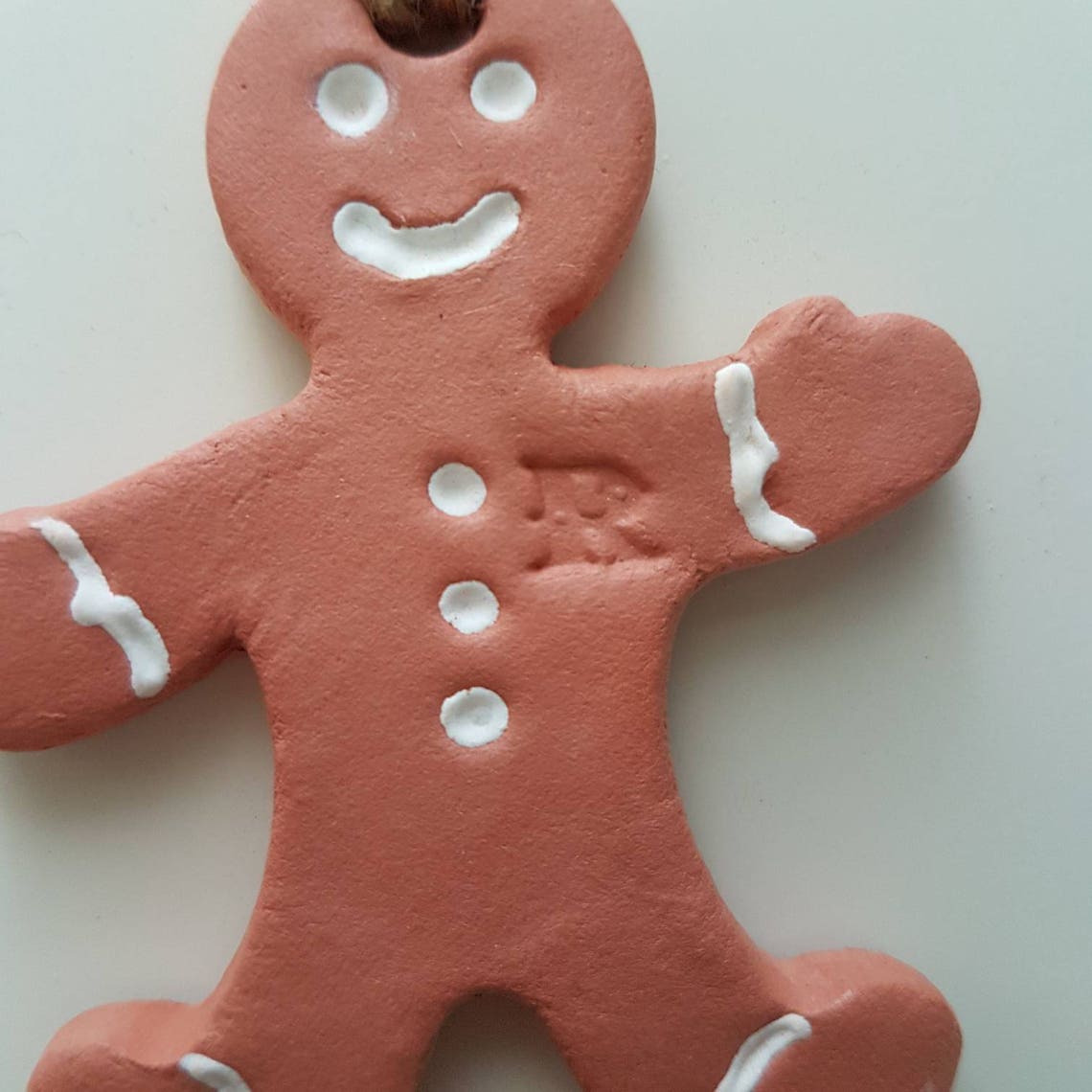 Clay gingerbread man personalised Christmas decoration. Etsy