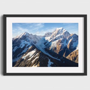 Aoraki Mount Cook Glacier Wall Art | Dramatic New Zealand Landscape Aerial Photography Print