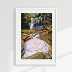 Elakala Falls Swirl | Autumn Waterfall Wall Art Print | Blackwater State Park | Wild West Virginia Landscape | Appalachian Mountains