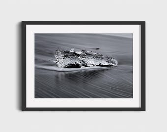 Iceland Diamond Ice Beach: Black & White Fine Art Photography Print - Nordic Wall Decor