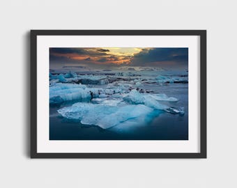 Jökulsárlón Glacier Lagoon Wall Art – Iceland Iceberg Landscape Print