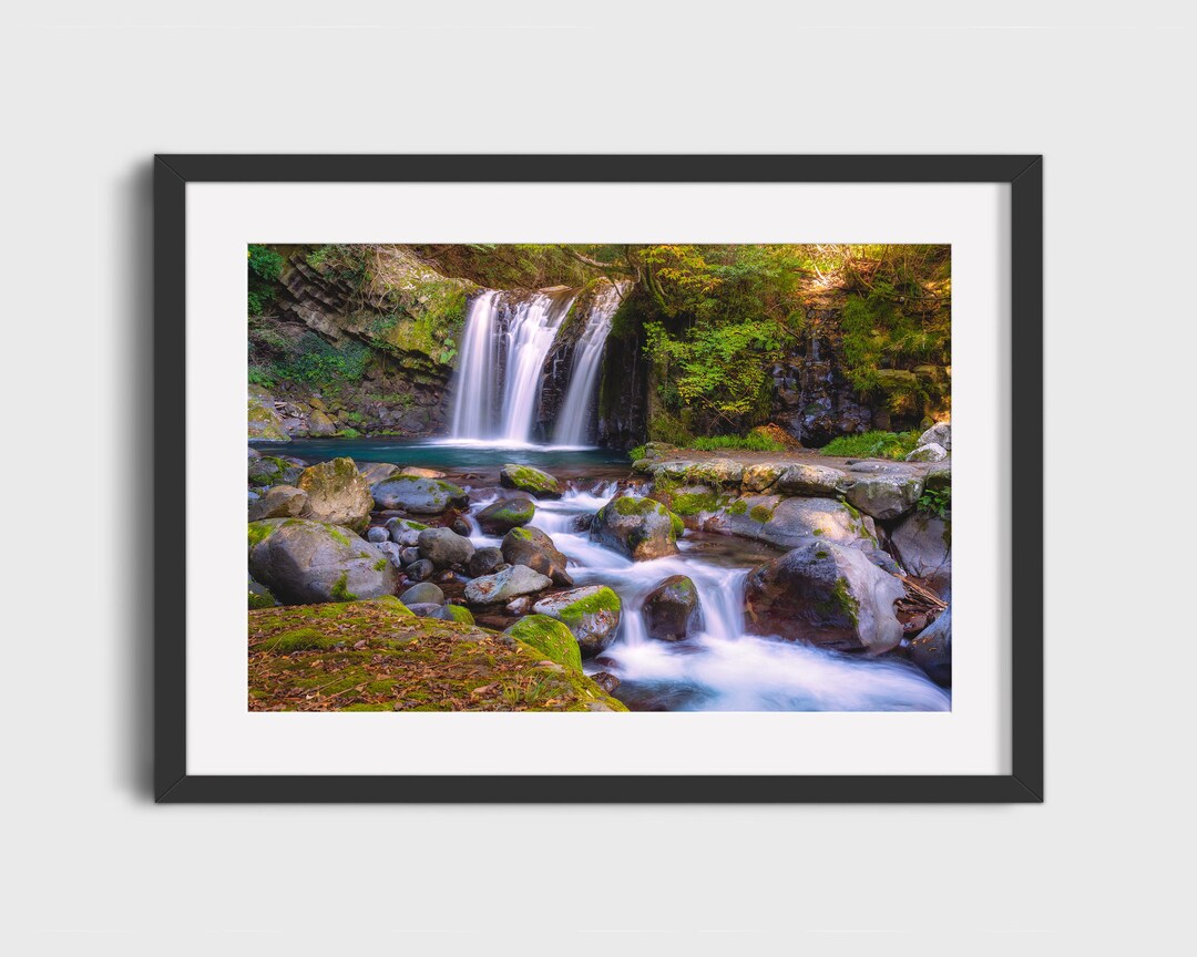 Serene Japanese Forest Waterfall Wall Art | Nature Landscape ...
