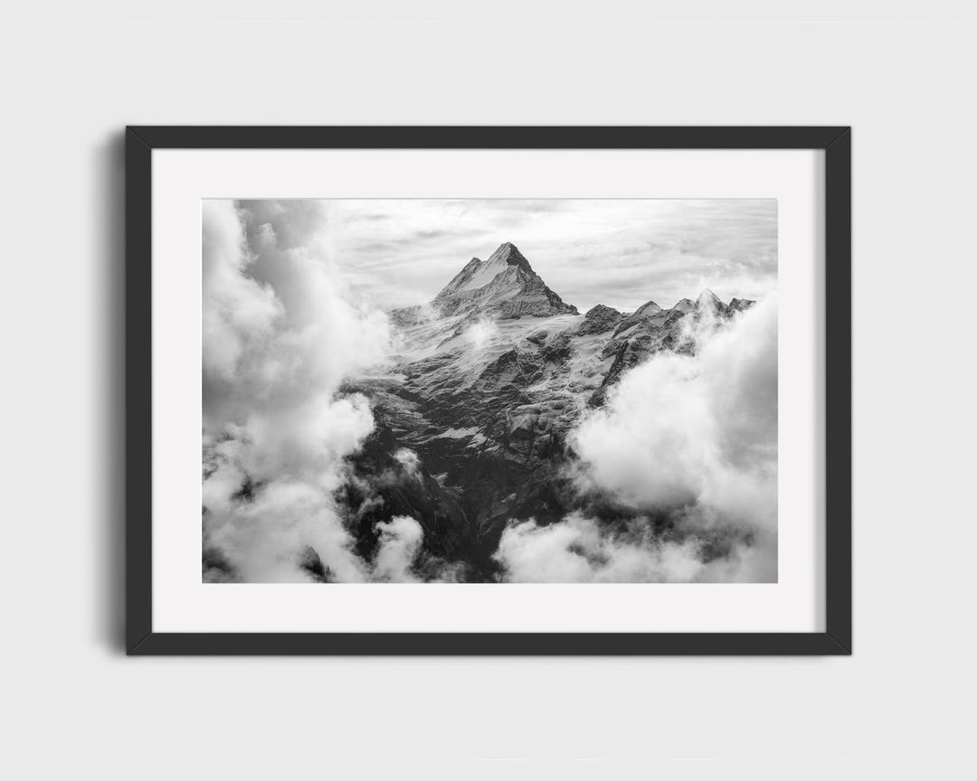 Swiss Mountain Peak Black and White Wall Art Fine Art Alpine Print ...