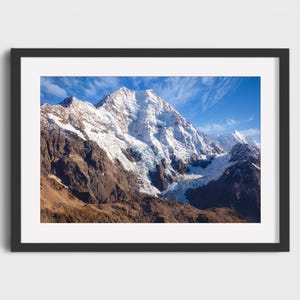 Majestic Snowy Peak Wall Art | Alpine Mountain Landscape Print | Nature Photography Décor | Oceania Landscape | Helicopter Photography