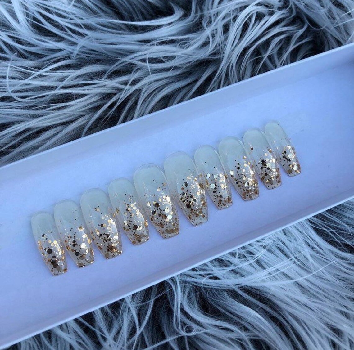 Glitter Press on Nails Glitter Fake Nails Glitter False - Etsy