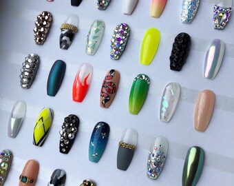 Press on nails ~ Accent nails ~ Add on accent nails ~ Crystal nails ~ Swarovski nails ~ Coffin false nails ~ Press on nails coffin ~