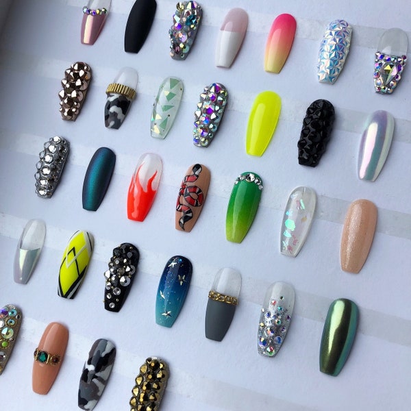 Press on nails ~ Accent nails ~ Add on accent nails ~ Crystal nails ~ Swarovski nails ~ Coffin false nails ~ Press on nails coffin ~