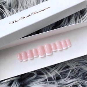 Press on nails ~ Stiletto false nails ~ French tip nails ~ French false nails ~ French fake nails ~ Press on nails coffin ~ Wedding nails