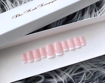 Press on nails ~ Stiletto false nails ~ French tip nails ~ French false nails ~ French fake nails ~ Press on nails coffin ~ Wedding nails