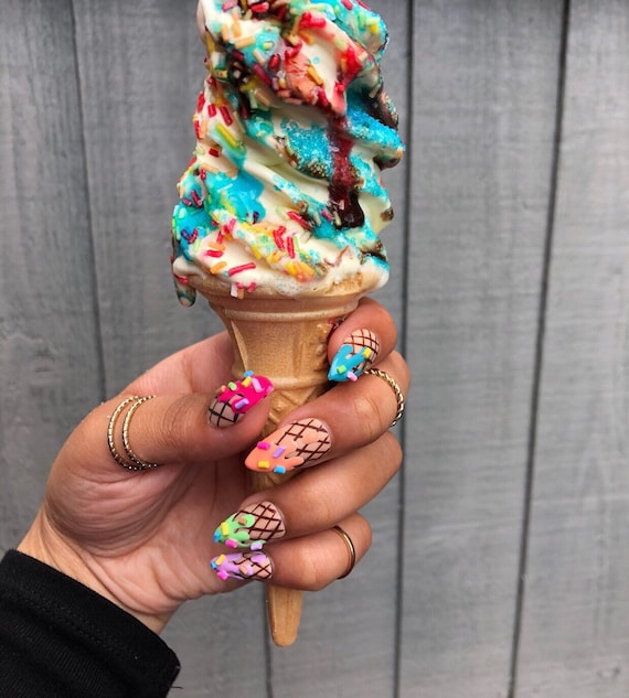 Press on nails ~ Ice cream nails ~ 3D nails ~ False nails ~ Stiletto press on nails ~ Summer nails ~ Drip nails ~ Ice cream press on nails