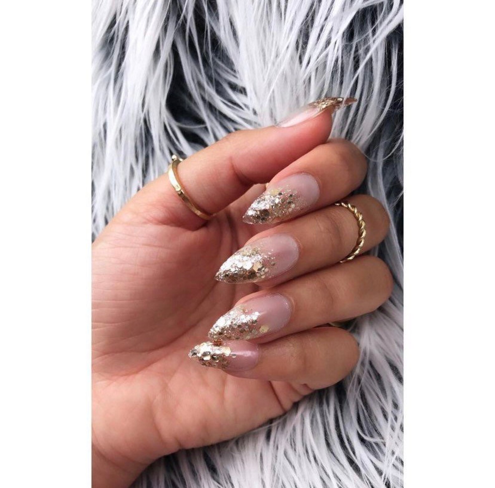 Glitter Press on Nails Glitter Fake Nails Glitter False Nails Stiletto False Nails Fake Nails