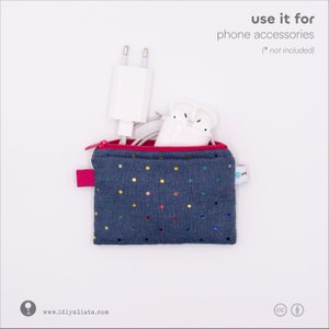 Pequeña bolsa con cremallera. Esenciales de mujer. Cartera de tarjetas. Bolsas de té. Medicamento. Constituir. Joyas. Cuidado dental. Accesorios para el cabello. accesorios para telefono
